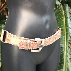 Leatherrock alligator chain and studded leather belt